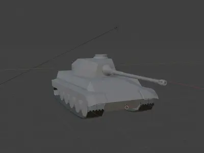 German Tiger 2 H from WW2 Low-poly 3D model