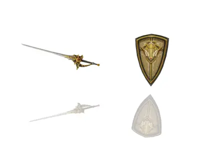 Noble Guard - Sword and Shield Low-poly 3D model