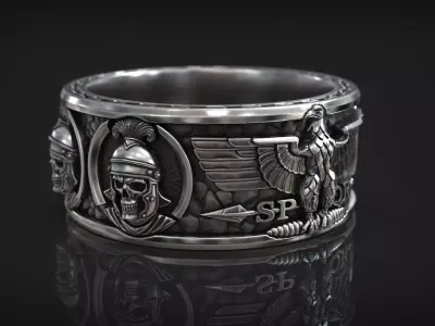 Skull Centurion Helmet SPQR Roman Legion Ring 3D print model
