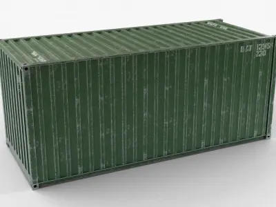 20Ft Cargo Container - Green - Dirty 3D model
