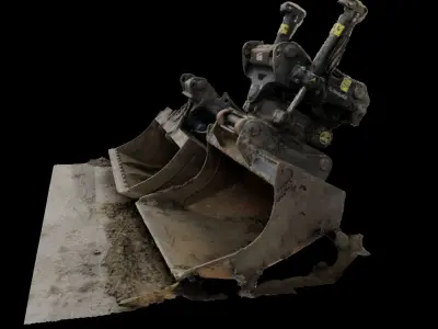 2 excavator buckets 3D model