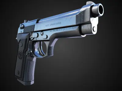 Beretta M9 9mm Pistol Hi-Res 3D model
