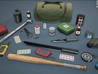 Survival Bundle Package Low-poly 3D model