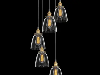 20TH C FACTORY FILAMENT CLEAR GLASS CLOCHE ROUND PENDANT 3D model