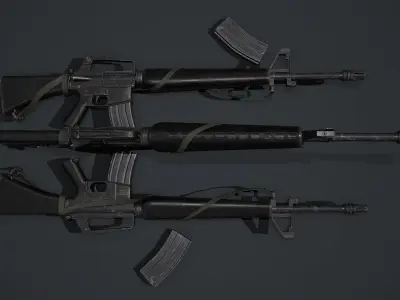 M16A1 two rifles Low-poly 3D model