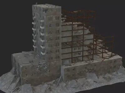 destroyed building Low-poly 3D model buy
