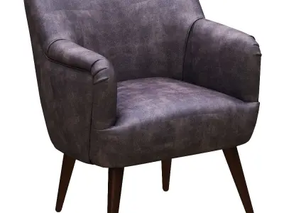 Dining chair leather and metal foil Low-poly 3D model