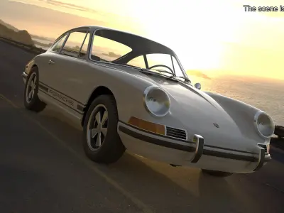 White Porsche 911 1968 3D model