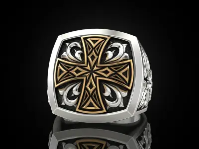 Cross ring with patterns 3D print model