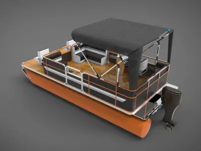 lake pontoon boat  3D model