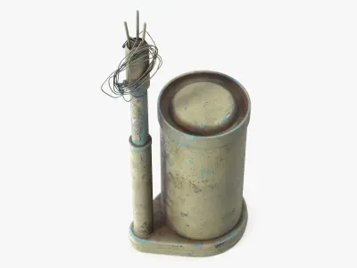 World War II M2 Anti Personnel Mine with Detonator and Wires Yellow 3D model
