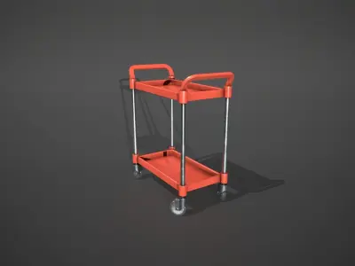 Red Service Cart Low-poly 3D model