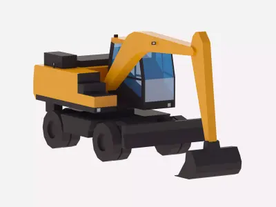 Excavator Construction Loader DX140W-7 Simplified Low-poly 3D model