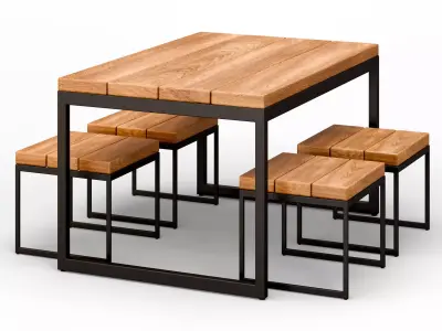  Outdoor Dining Set Low-poly 3D model