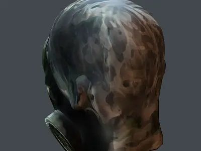 Gas mask helmet 3d model military combat Low-poly Low-poly 3D model 11