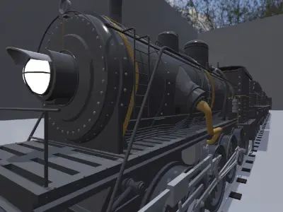 Train Locomotive with wagon 3D model
