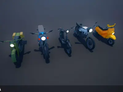 Low Poly Bike Set 01 Low-poly 3D model