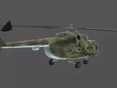 Mil Mi-8MT Hip Helicopter 3D Model Soviet Russian Transport Low-poly 3D model
