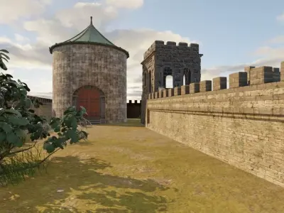Walled Medieval Settlement 3D model purchase