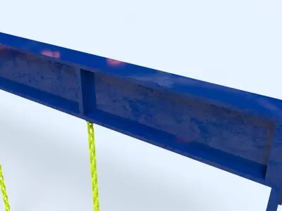 Lifting Beam or Spreader with chains for Cranes Low-poly 3D model