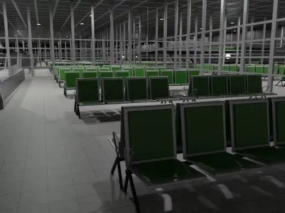 Airport Interior Low-poly 3D model order