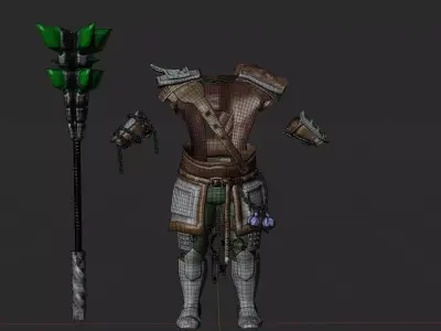 Riftforged Battle Armor Magic Mace Realistic GameReady 3D Low-poly 3D model