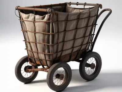 Vintage Industrial Laundry Utility Cart 3D model