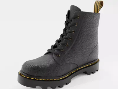 Leather Boot Combat - Military Tactical Black Low-poly 3D model