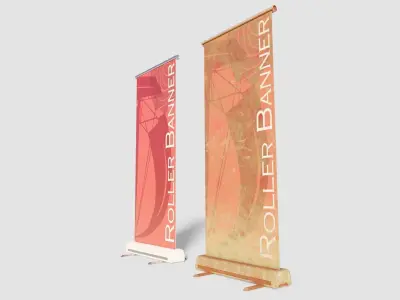 Rollup Banner with clean and dirty pbr textures Low-poly 3D model