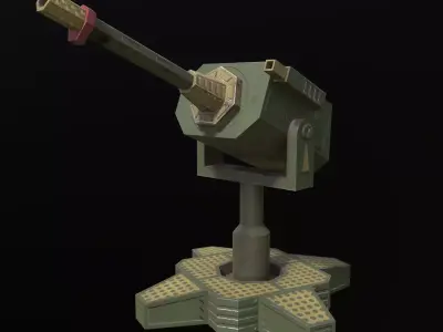 Machinegun Turret PBR Low-poly 3D model