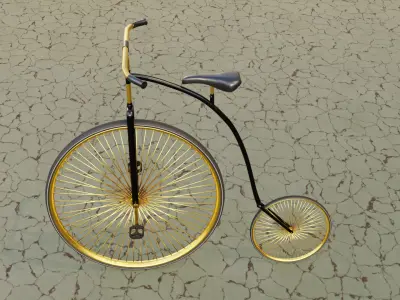 Gold Bicycle Low-poly 3D model