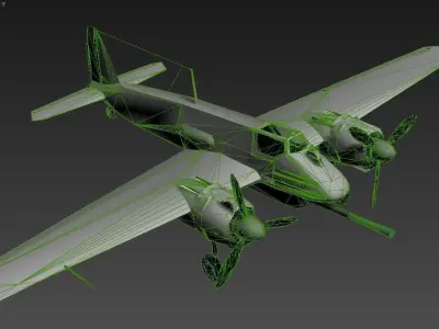 model of a World War II-era German military aircraft Low-poly 3D model