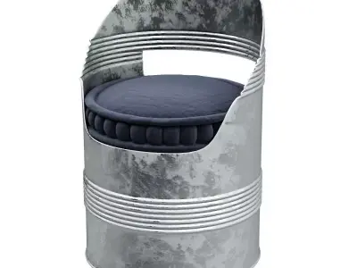 Barrel chair with soft cushion 3D model