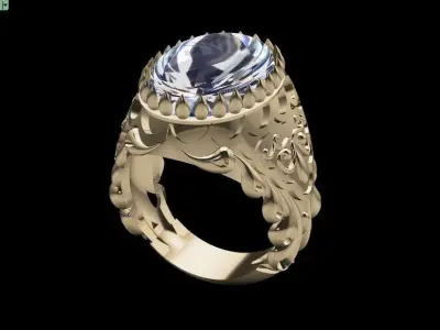 Antique men ring 3D print model