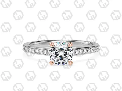 Ring 52 Cushion shape pave setting ring with gems 3D print model
