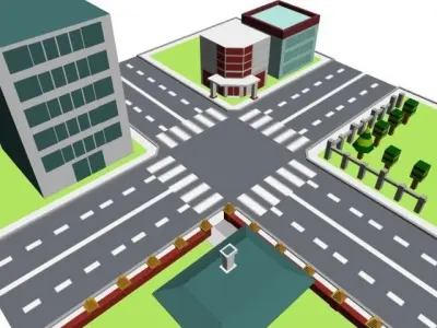 city square and buildings Free 3D model