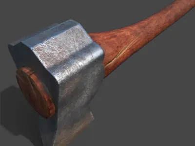 wooden axe Low-poly 3D model