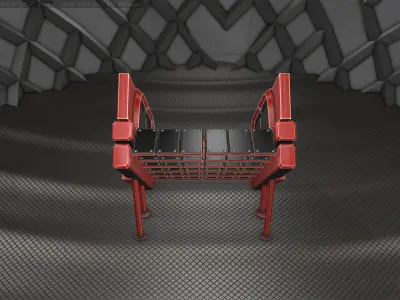 Sci-Fi Stairs - 24 - Red Version  Low-poly 3D model