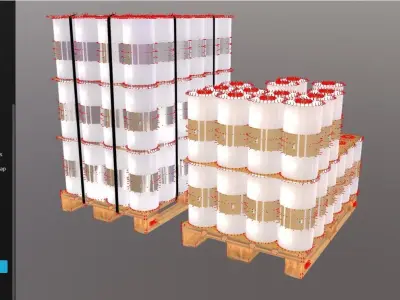 Pallets with roll film 3D model