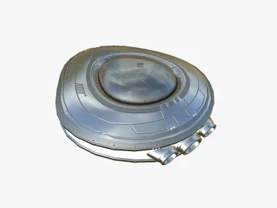 Alien Spaceship UFO C02 Aluminum - Sci Fi Spacecraft Design Low-poly 3D model