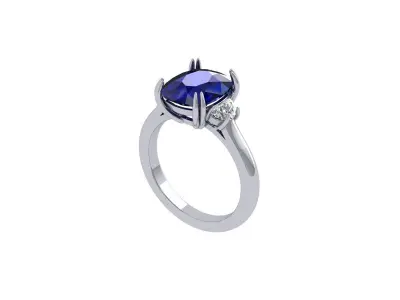 Cushion 3 Stone Bridal Ring 3D print model get