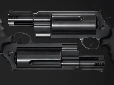 PBR 50 Cal Revolver Low-poly 3D model