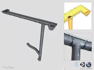 Old Steel Gutter System PBR Low-poly 3D model