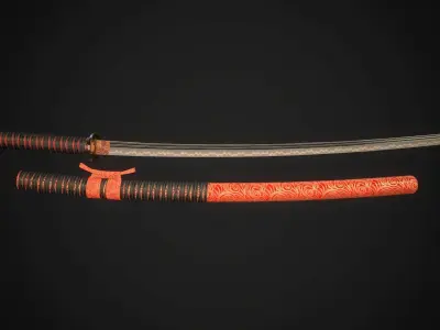 Set of japanese swords 03 3D Model Collection