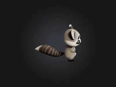 Cartoon Raccoon Low-poly 3D model