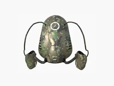 Jetpack H08 Green Camouflage - SciFi Character Design Low-poly 3D model