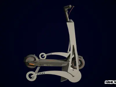 Scooter with Parking Low-poly 3D model