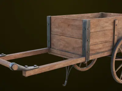 Wooden Vendor Cart01 All PBR Unity UE Textures Included Low-poly 3D model