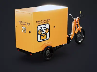 Electric Cargo Tricycle Delivery Bicycle Low-poly 3D model