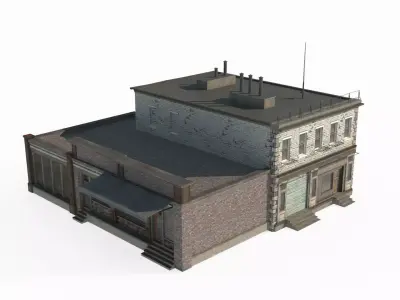 20th century architecture housing and shops 3D model